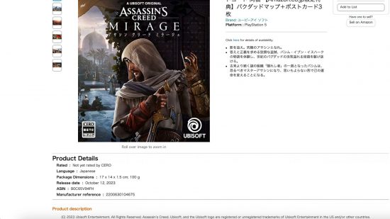 . Posible filtración por error de la fecha de lanzamiento de Assassin's Creed Mirage.