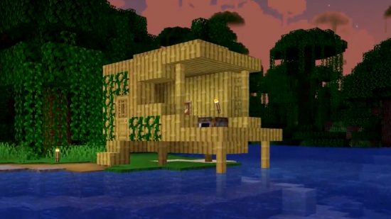 Bloques de madera de bambú de Minecraft: construcción de madera de bambú en la jungla.