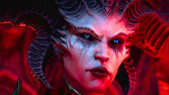 Las tablas de Paragon en Diablo 4 significan aún más personalización para enfrentar a Lilith, quien mira con ojos azules penetrantes.
