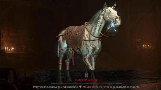 Montajes de Diablo 4: un caballo fantasmagórico.