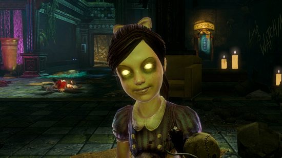 Oferta BioShock Steam - Bioshock 2: la imagen de una Little Sister sonriendo, con sus ojos brillantes