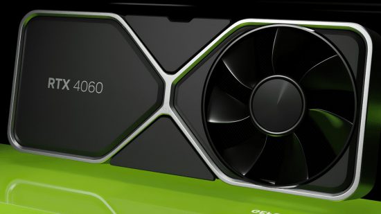 Imagen de una GPU negra sobre un fondo verde.