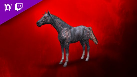 Diablo 4 Twitch Drops: la montura Instinto Primal, un caballo grabado con runas disponible al regalar dos suscripciones a Twitch a streamers elegibles durante el primer mes después del lanzamiento.